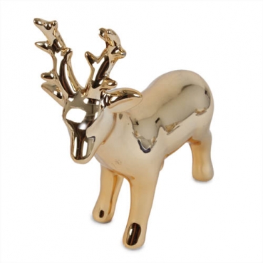 Keramik Hirsch in Gold, 14 cm