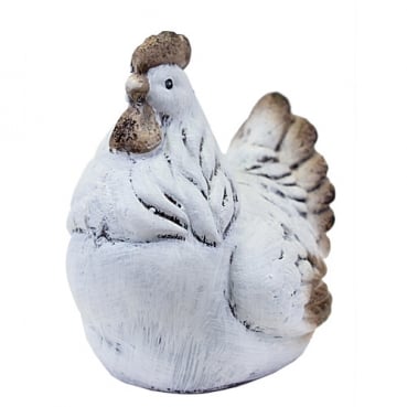 Keramik Huhn in Weiß/Braun, 12 cm