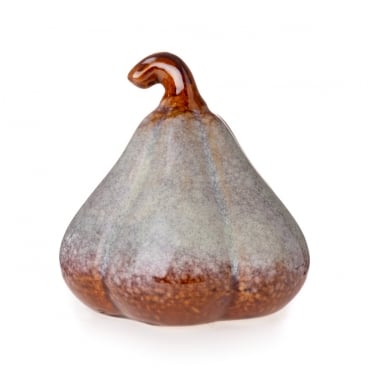 Steingut Kürbis in Beige/Braun glasiert, 92 mm