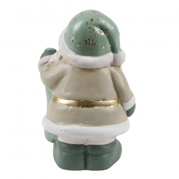 Keramik Nikolaus mit Strumpf in Salbei/Taupe, 14 cm.