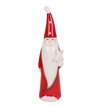 Keramik Nikolaus mit Stern in Rot/Weiß, 23 cm