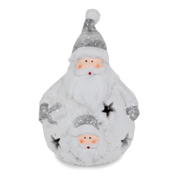 Keramik Nikolaus, Weihnachtsmann mit LED Beleuchtung, 13,5 cm