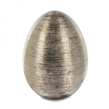 Keramik Osterei in Silber-Champagner gebürstet, Größe M: 11 cm