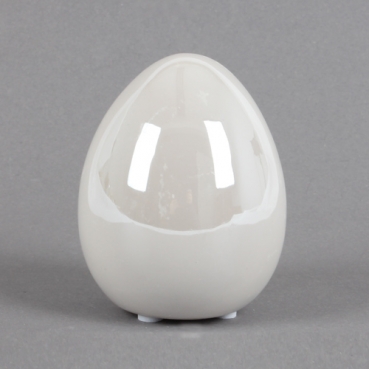 Keramik Osterei, 2. Wahl, in Weiß mit Perlmuttglanz, 85 mm