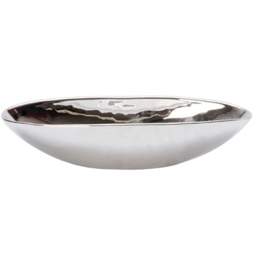 Keramik Schale oval, Schiffchen in Silber, 24,5 cm