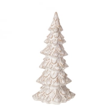 Keramik Tannenbaum in Weiß/Hellbraun, glasiert, 15 cm