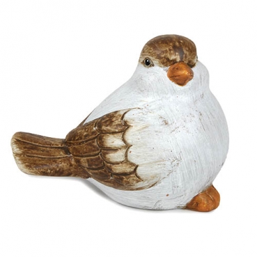Keramik Vogel in Weiß/Braun, Nr. 1, 13 cm