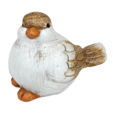 Keramik Vogel in Weiß/Braun, Nr. 2, 13 cm
