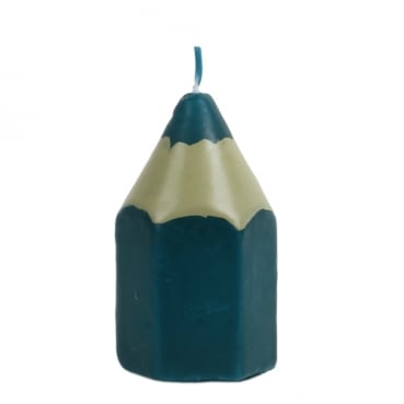 Kleine Buntstifte Kerze in Petrol, Türkis.