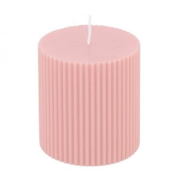 Stumpenkerze mit Rillen in Rosa, 75 x 70 mm, 26 h Brenndauer