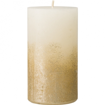 Stumpenkerze Rustic, Weihnachten in Wollweiß mit Gold, 110 x 70 mm