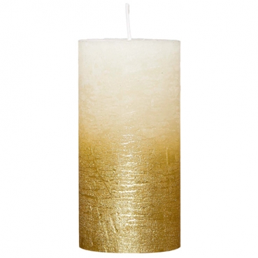 Stumpenkerze Rustic in Creme matt/Gold metallic, durchgefärbt, 120 x 68 mm