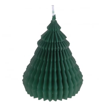 Kerze Tannenbaum, Weihnachten in Tannengrün, 10 x 7 cm