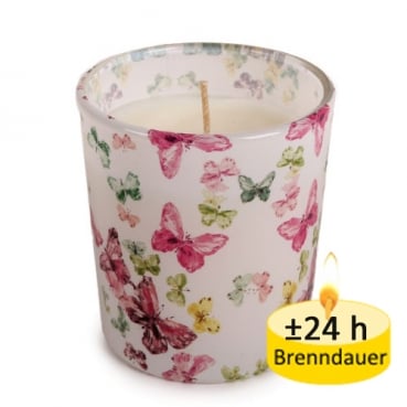 Kerze im Glas, Kerzenglas Bunte Schmetterlinge, 78 mm