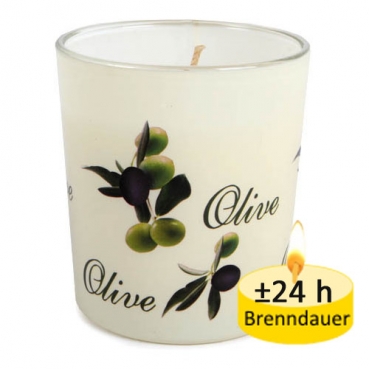 Kerze im Glas, Kerzenglas Olive, 78 mm