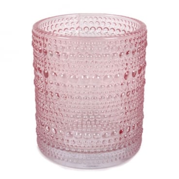 Glas Windlicht, Vase, Punkte in Rosa, 10 cm