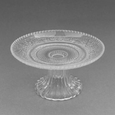 Glas Kerzenteller Vintage mit Struktur auf Standfuß, 15 cm