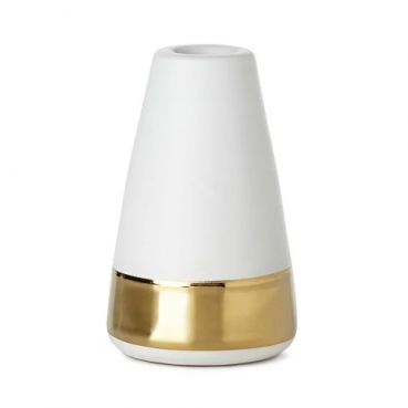 Duni Kerzenständer Generous in Weiß mit Goldrand, 11 cm