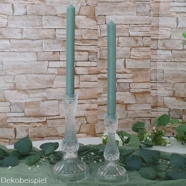 Großer Glas Kerzenständer in Kristall-Optik, 21,5 cm Dekobeispiel für den großen und kleinen Glas Kerzenständer in Kristall-Optik.