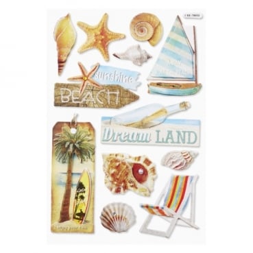 Klebe Sticker 3D Strand, Urlaub, Gutschein