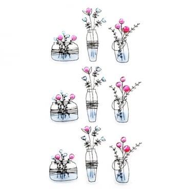 Klebe Sticker 3D Moderner Blumenstrauss in Mintblau/Rosa