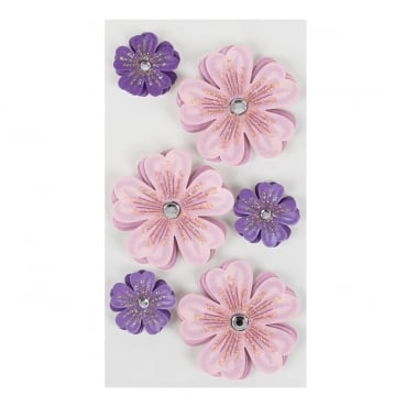 Klebe Sticker 3D Blüten in Flieder/Lila