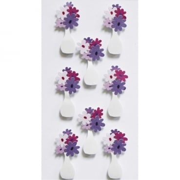 Klebe Sticker 3D Blumenstrauss in Lila/Rosa