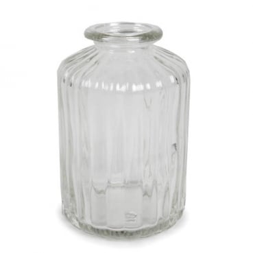 Kleines Glas Flaschen Väschen, gestreift, klar 10 cm