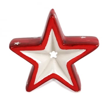 Kleiner Keramik Weihnachtsstern in Rot/Weiß, 75 mm