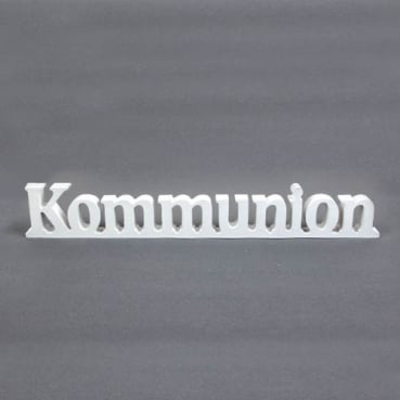 Holz Aufsteller Schriftzug Kommunion in Weiß, 40 cm