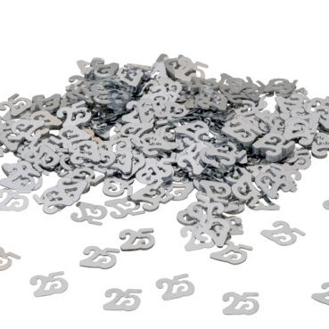 Zahlenkonfetti 25 in Silber