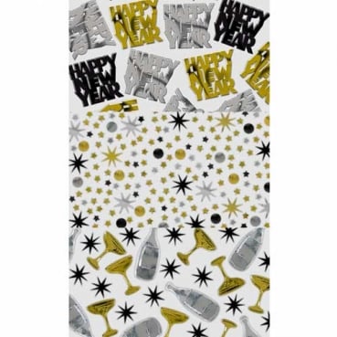 Konfetti Silvester, Happy New Year, Sterne, Champagner