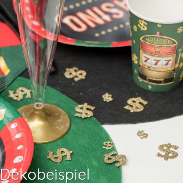 20 Party Streudeko, Konfetti Dollarzeichen, Glamourparty in Gold glitzernd, 12 - 25 mm Party Streudeko, Konfetti Dollarzeichen in Gold glitzernd, 12 - 25 mm.