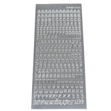 Klebe Sticker Konturen Buchstaben und Zeichen in Silber Klebe Sticker Konturen Buchstaben und Zeichen in Silber.