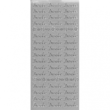 Klebe Sticker Konturen -Danke- in Silber