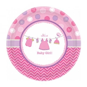 8 Kuchenteller Baby Shower Party, Baby Girl, 17,8 cm