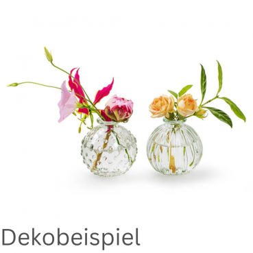 Dekobeispiel mit dem Kugel Väschen, gestreift, klar, 85 mm.