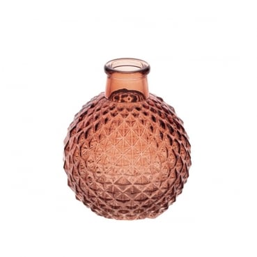 Glas Kugel Väschen Diamant in Terracotta, 95 mm