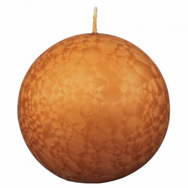 Große Kugelkerze mit Eiseffekt in Amber, 10 cm