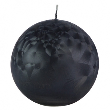 Große Kugelkerze mit Eiseffekt in Schwarz, 10 cm