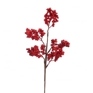 Deko Zweig mit kleinen Beeren in Rot, 35 cm