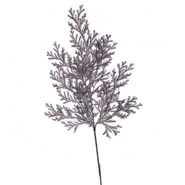 Kunstblume Glitzer Farnblatt in Violett-Silber glitzernd, 78 cm