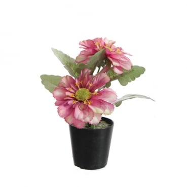 Kunstblume Gerbera im Topf in Rosa/Pink, 16 cm