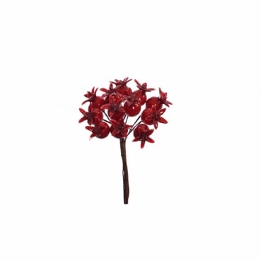 Deko Hagebutten Sträußchen mit 12 Früchten, 11 cm