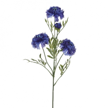Kunstblume Kornblume mit 4 Blüten, 64 cm
