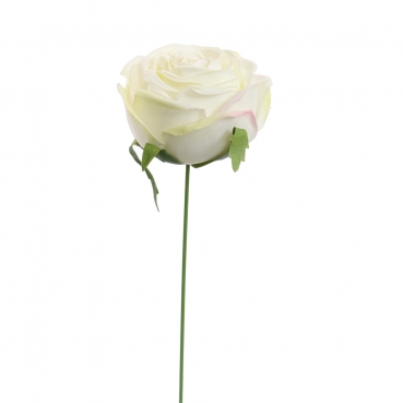 Kunstblume Rosenkopf am Draht in Creme-Weiß, zum Stecken, ca. 80 mm.