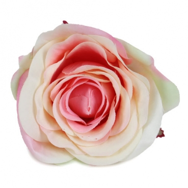 Kunstblume Rosenkopf am Draht in Creme-Rosa, Rosenkopf ca. 90 mm