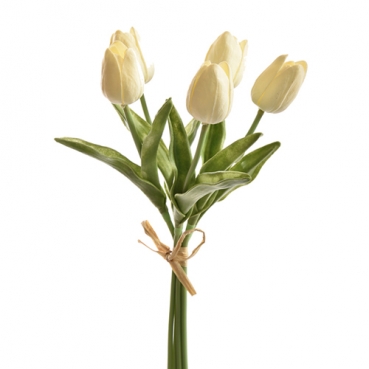 5er Bund Kunstblumen Tulpen in Creme, 34 cm