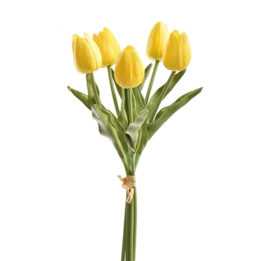 5er Bund Kunstblumen Tulpen in Gelb, 34 cm