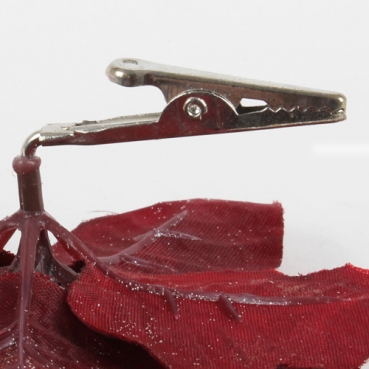 Kunstblume Weihnachtsstern mit Clip in Bordeaux mit Schnee, 15 cm Kunstblume Weihnachtsstern mit Clip in Weiß, 15 cm.